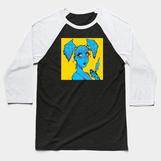 Smoking girl! Baseball T-Shirt by snowpiart